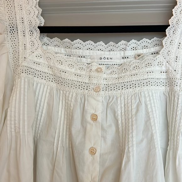 Doen White Puff Sleeve Blouse M - Picture 2 of 5
